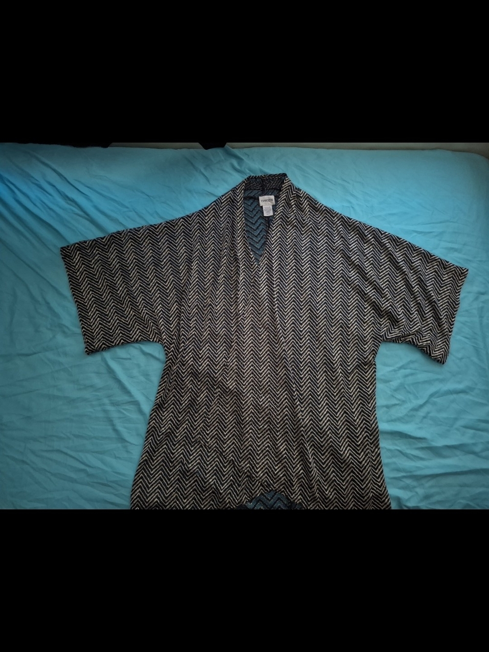 Chico's Black & White Zigzag Kimono Jacket
